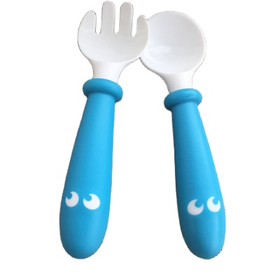 BPA Free Eco Silicone Small Baby Toddlers Eating Food Feeding Training Purple Spoon Set