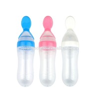 Silicone Baby Feeding With Spoon Feeder Food Rice Cereal Bottle